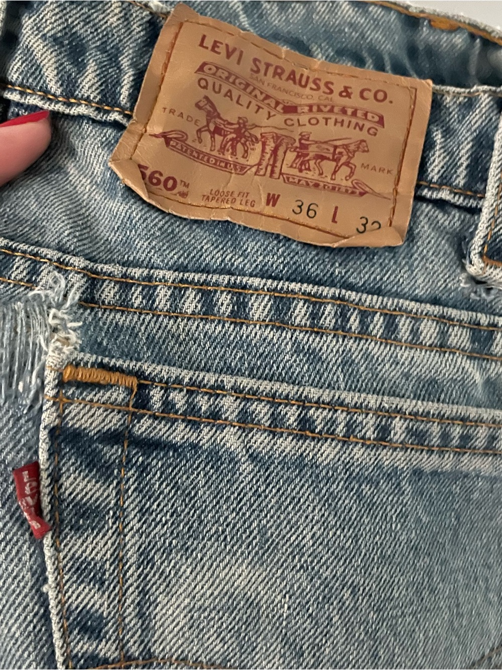 Levi's Light Blue Denim Jeans with Tan Leather Patch